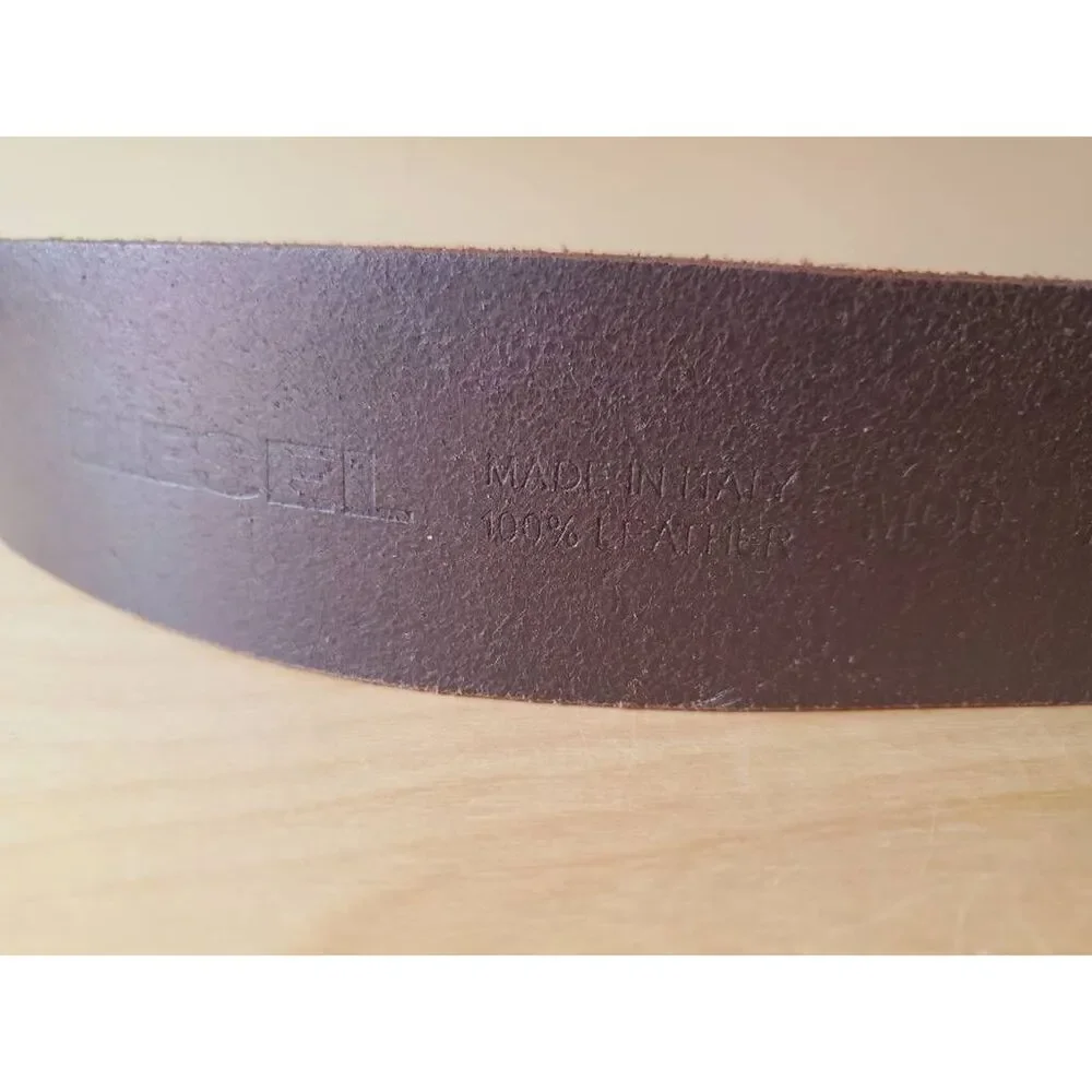 Diesel Suede Leather Dress Belt Brown Adjustable Italy Metal Buckle 100/40
